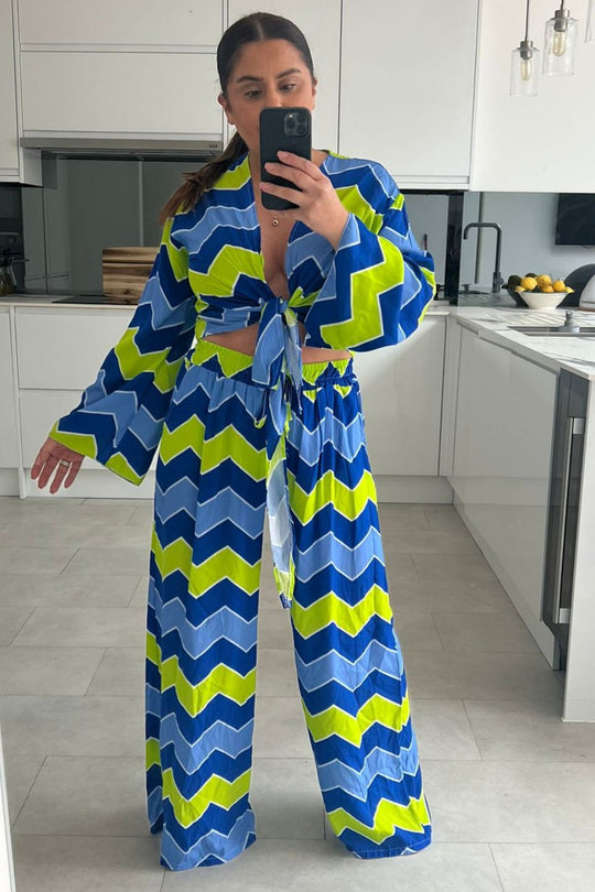 Alana Blue Zigzag Co-ord set