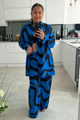 Lilah Blue Shirt Trouser Co Ord Set