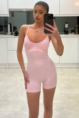 Ember Baby Pink Ribbed Seamless Unitard Playsuit