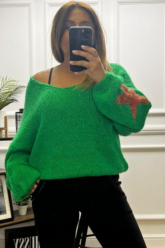 Vida Green Star Luxury Knit Jumper