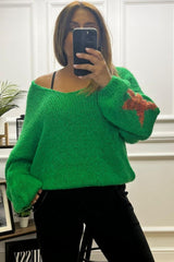 Vida Green Star Luxury Knit Jumper