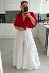 Amara Red Cropped Tie Up Top