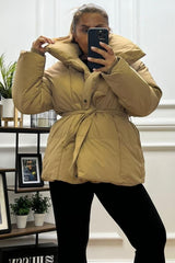 Talya Camel Quilted Padded Puffer Jacket