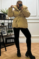 Talya Camel Quilted Padded Puffer Jacket
