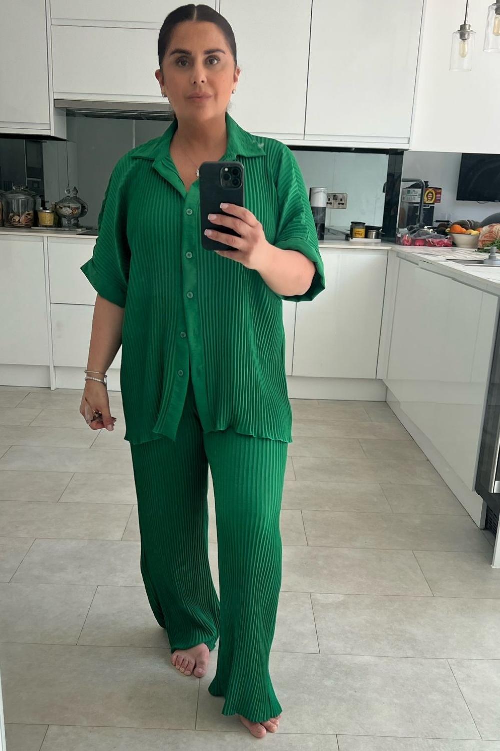 Zara Green Pleated Shirt Co ord Set – Miss Hussy