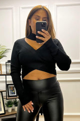 Havva Black Rib Knit Top