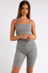 Paola Grey Ribbed Unitard