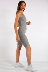 Paola Grey Ribbed Unitard