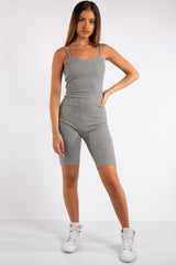 Paola Grey Ribbed Unitard