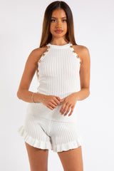 Isabela White Gold Button Racer Knit Co Ord Set