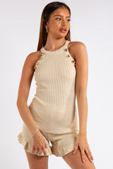 Isabela Stone Gold Button Racer Knit Co Ord Set