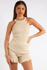 Isabela Stone Gold Button Racer Knit Co Ord Set