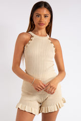Isabela Stone Gold Button Racer Knit Co Ord Set