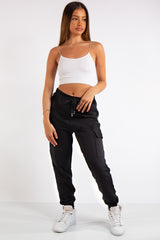 Louise Black Cargo Jogger Bottoms