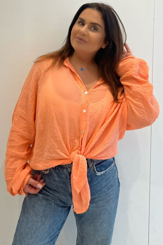 Dils Orange Cheesecloth Shirt