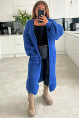 Violet Blue Fluffy Glitter Balloon Sleeve Cardigan