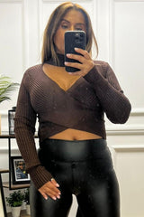 Havva Brown Rib Knit Top