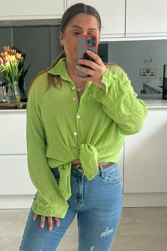 Dils Lime Green Cheesecloth Shirt