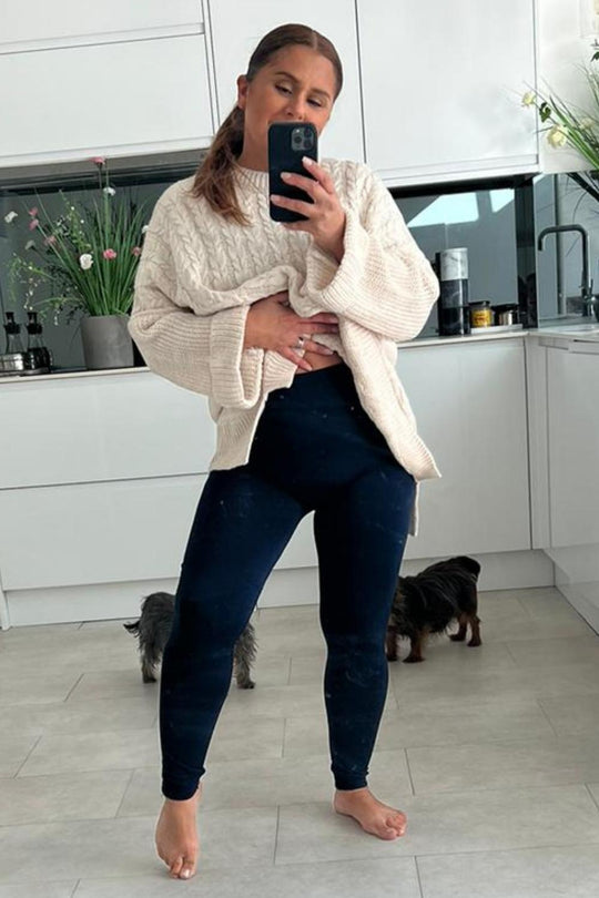 Anna Navy Fleece Thermal Leggings