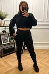 Cara Black Chunky Crop Knitted Jumper