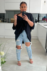 Elizabeth Black Knot Flowy Top