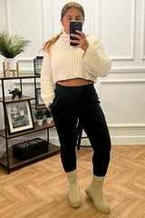 Cara Beige Chunky Crop Knitted Jumper