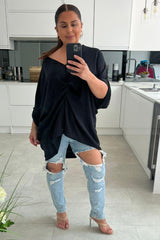 Elizabeth Black Knot Flowy Top