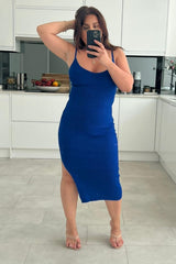 Yasmine Ribbed Blue Midi Dress
