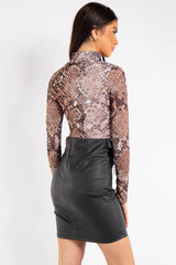 Mia Snake Print High Neck Bodysuit