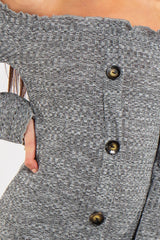 Isabella Grey Bardot Button Mini Dress