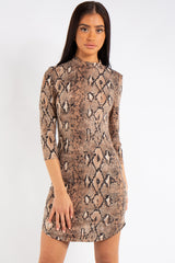Vivian Snake Print High Neck Dress