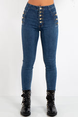 Hadley Blue Denim Button Up High Waist Jean