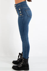 Hadley Blue Denim Button Up High Waist Jean