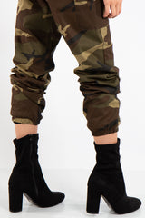 Leia Black Faux Suede Block Heel Boots