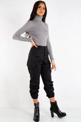 Kylie Grey Rib Knit Polo Turtle Neck Jumper