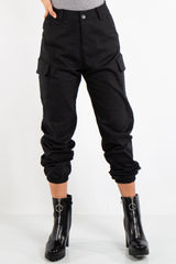 Amina Black High Shine Zip Detail Block Heeled Ankle Boots