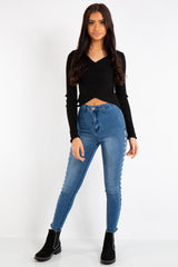 Liliana Denim Blue Side Tie Jeans