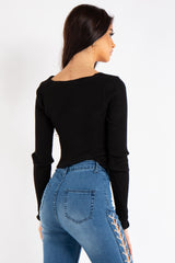 Josephine Black Light Wrap Knit Jumper