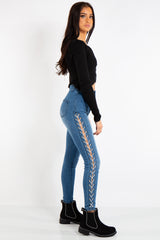 Liliana Denim Blue Side Tie Jeans