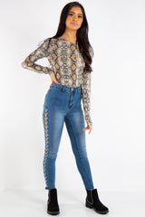 Liliana Denim Blue Side Tie Jeans