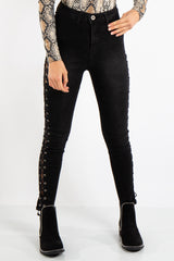 Liliana Denim Black Side Tie Jeans