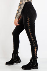 Liliana Denim Black Side Tie Jeans