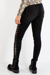 Liliana Denim Black Side Tie Jeans
