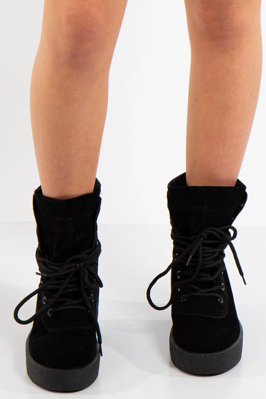 Kanye Black High Top FlatForm Trainers
