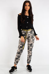 Olivia Black Button Bardot Cropped Jumper