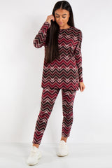 Victoria Red Zig Zag Viscose Loungewear