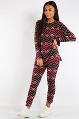 Victoria Red Zig Zag Viscose Loungewear