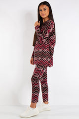 Victoria Red Zig Zag Viscose Loungewear