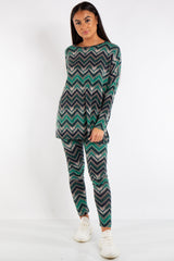 Victoria Green Zig Zag Viscose Loungewear
