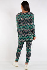 Victoria Green Zig Zag Viscose Loungewear